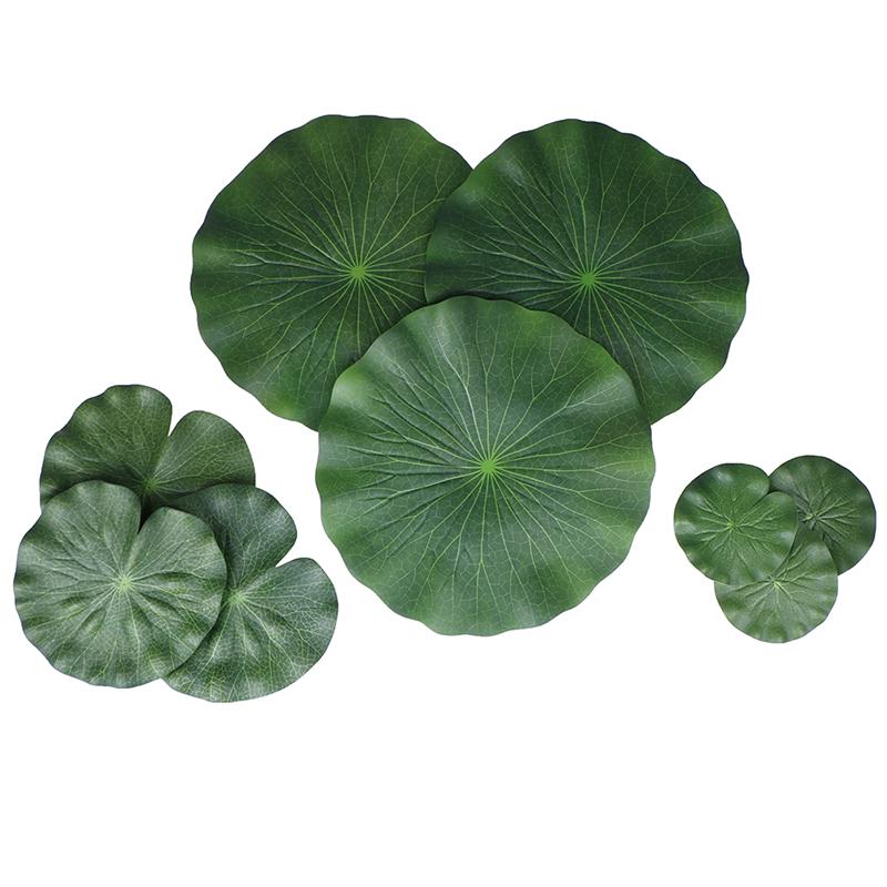 Pack Of 9 Artificial Floating Foam Lotus Leaves Water Lily Pads Ornaments Green