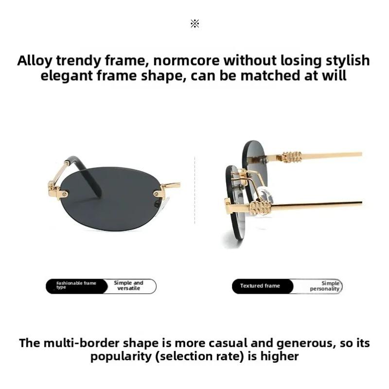 Simplicity Fashionable Oval Frameless UV400 Sunglasses Advanced Durable and Comfortable Street Photography Shades Glasses