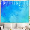 Navy Blue Watercolor Mountains Wall Tapestry, Sky Wall Hanging Large Tapestry Decoration Polyester Fiber White Hem Around for