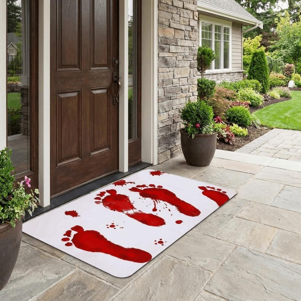 Funny Color Changing Blood Footprints Door Mat Non Slip Bloody Doormat Entrance Doormat  Indoor