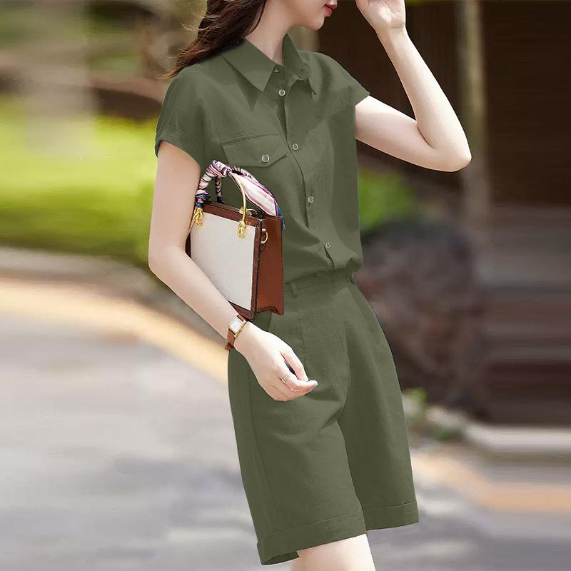 

ZANZEA Women Casual Turn Down Collar Summer Short Jumpsuits Overalls 5XL зелёный