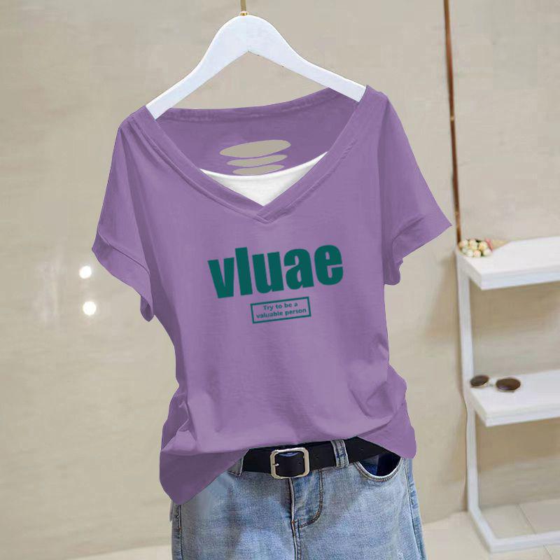 Women's 2024 Summer Pure Cotton Loose-Fit Short-Sleeve Korean T-Shirt