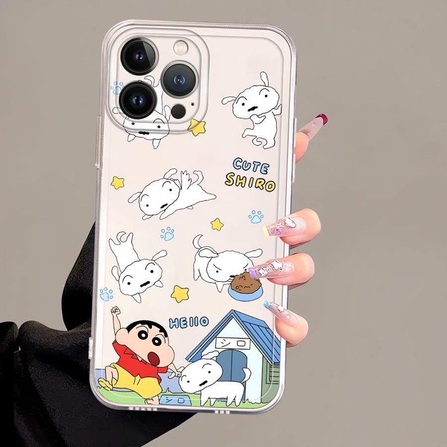 Case for iPhone 17 Pro Max 11 13 Pro 15 16 Air XS Max XR 14 Plus 7 8 12 Mini Soft Phone Cover Crayon Shin Chan Little White