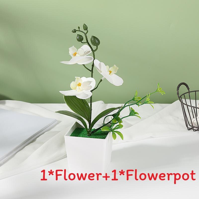 

Pot Phalaenopsis Square Potted Artificial Flower Wedding Decoration Gift Bonsai White