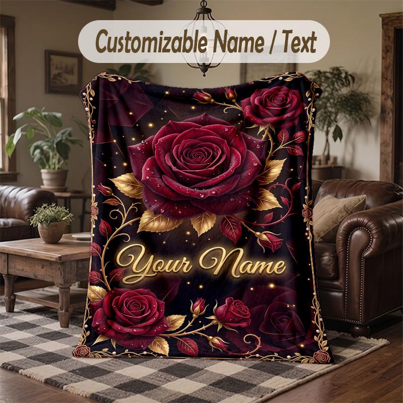 Elegant Persian Rug 3 Theme Throw Blanket Custom Name Text Personalized Blanket Soft Cozy Blanket for Home Sofa Bed