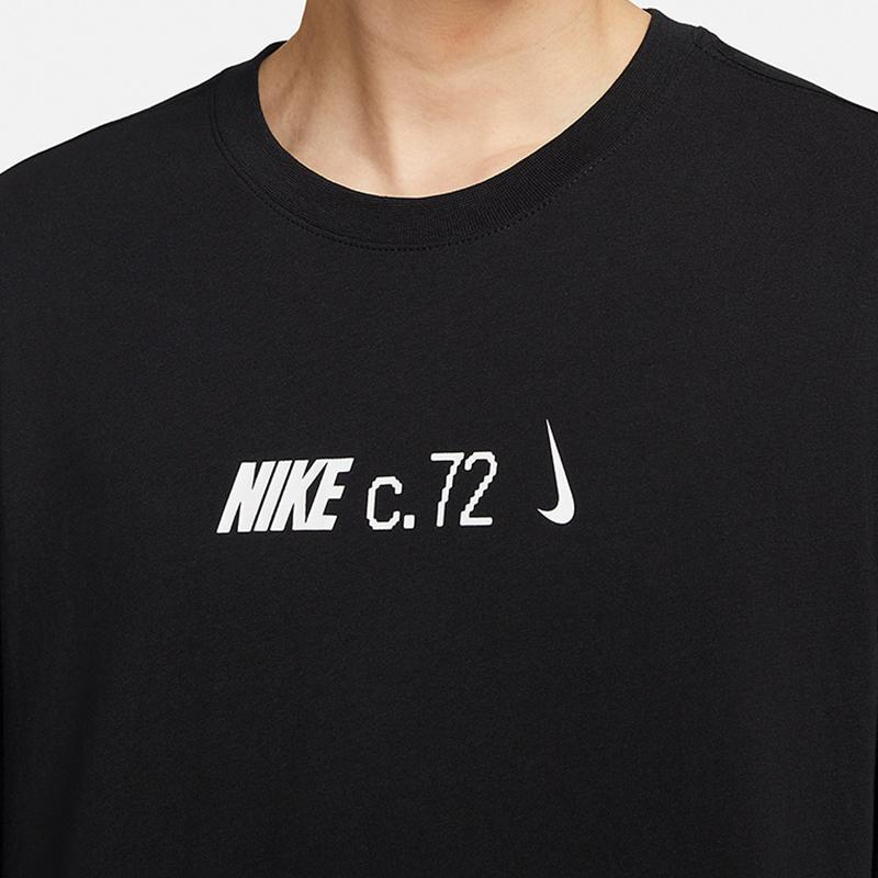 Nike Alphanumeric Logo Print Pullover Crewneck Long Sleeve T-Shirt Men Tops Black DZ2897-010