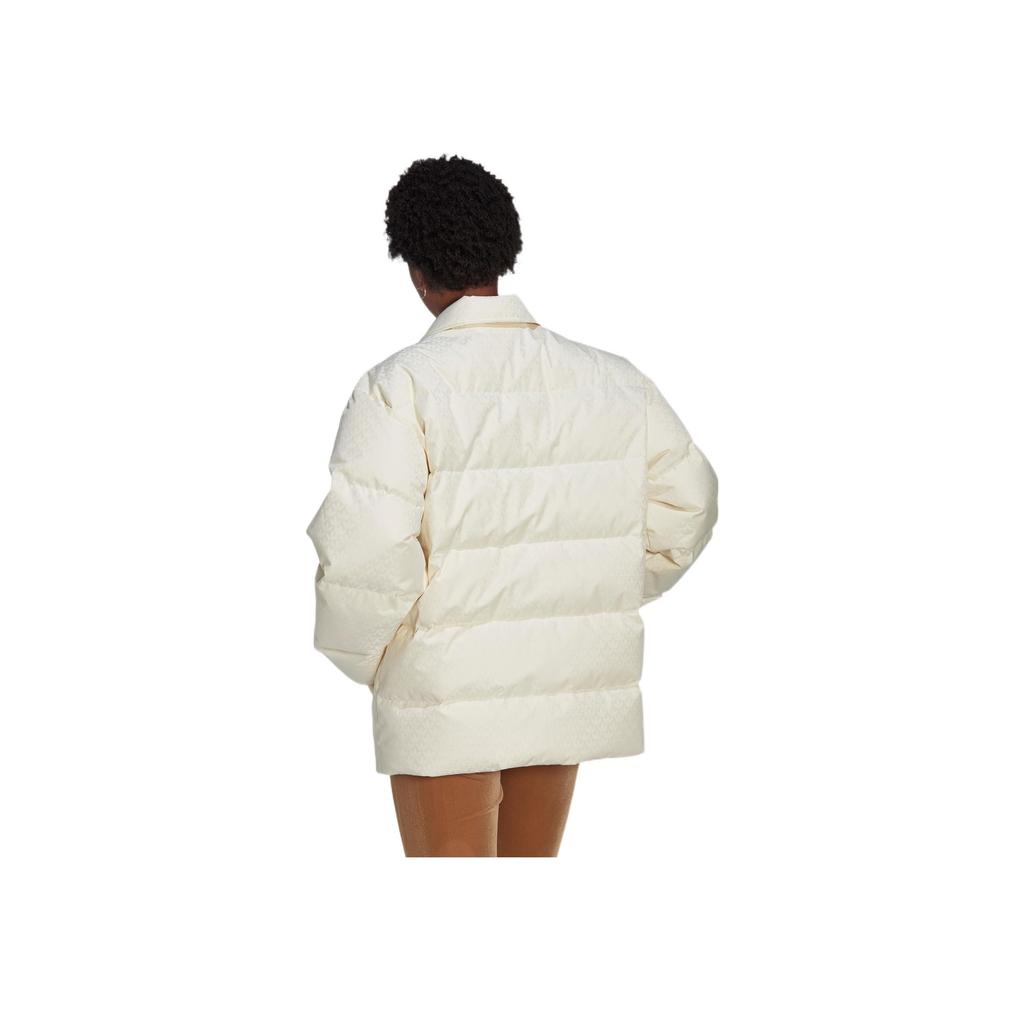 Adidas Originals Jednolity Kolor Kołnierzyk Polo Logo Nadrukowane Długi Rękaw Kurtka Puchowa Zimowa Odzież Wierzchnia Damska Beżowa IB2024