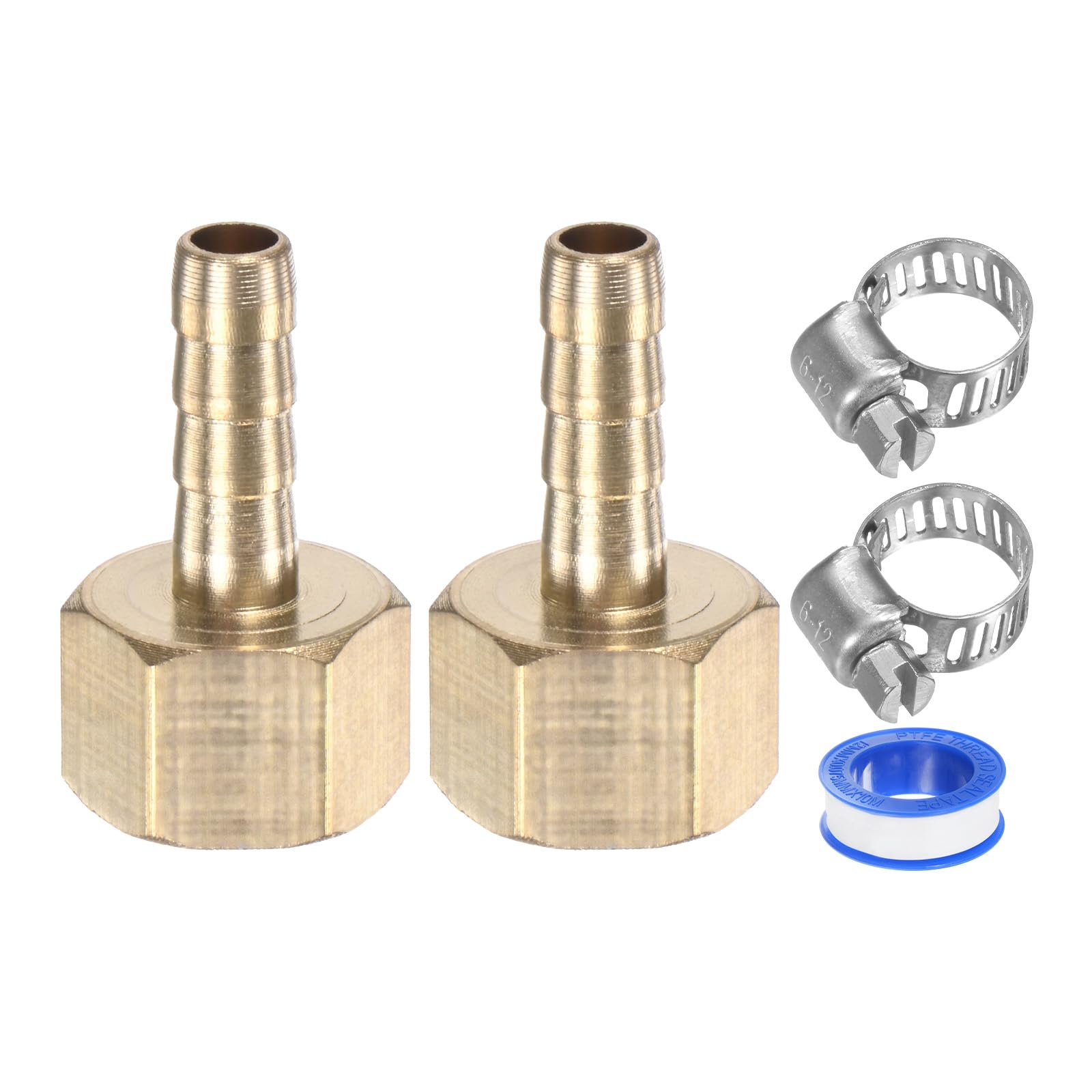 M METERXITY 2PCS Brass Hose Barb Fitting 6mm x G1/4 Female Adapter Hose Connector