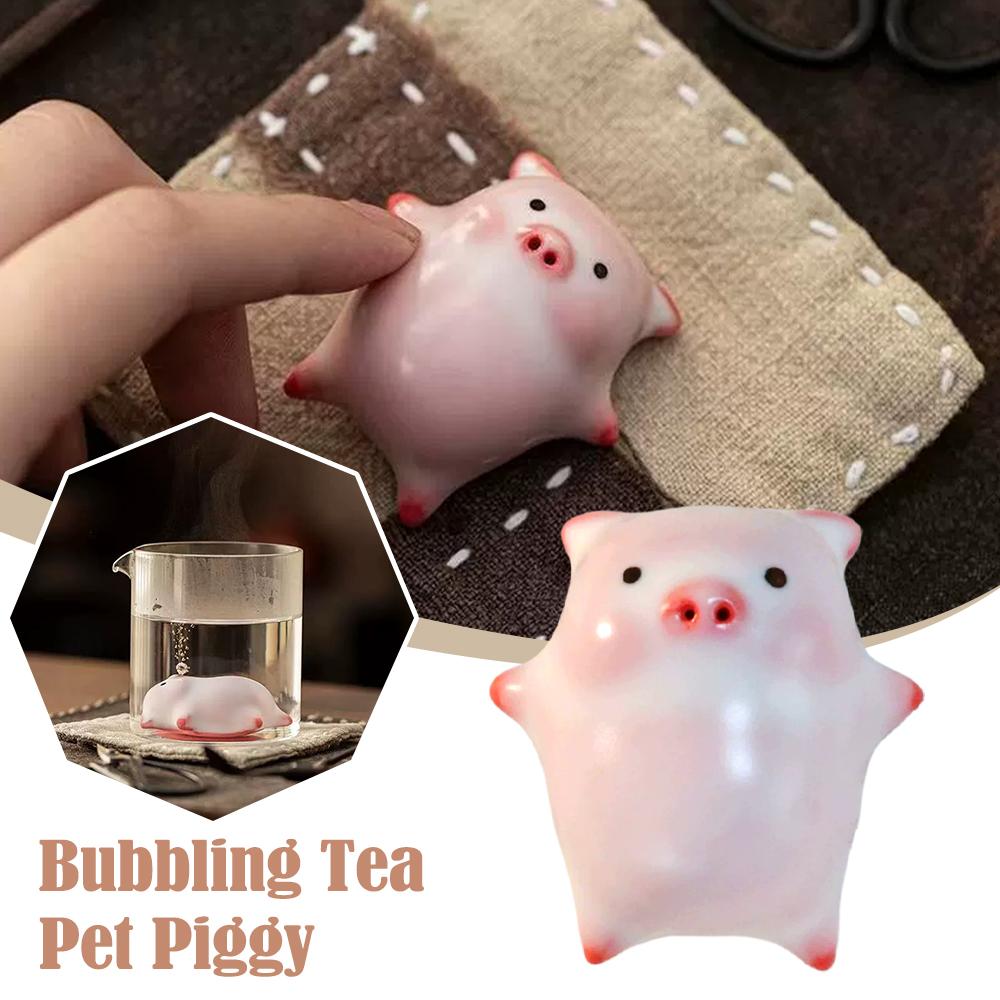 Ceramic Bubble Pig Tea Pet Cute High Temperature Resistant Safe for All Tea Sets Easy Clean Portable Tea Table Ornament Gift