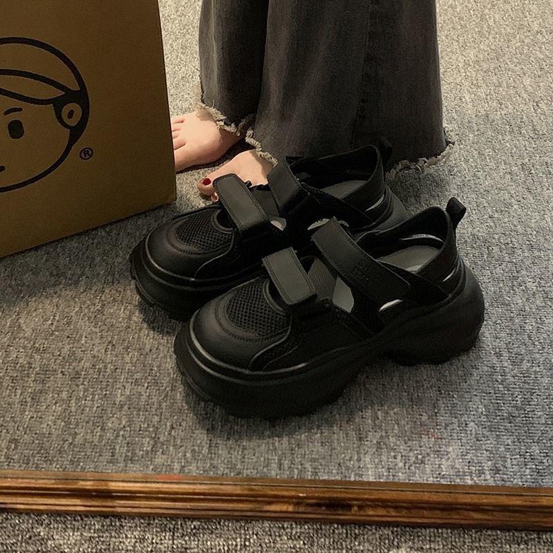 Weiche Ledersandalen dicke Sohle Sommer Neu Hohl atmungsaktives Netz Sport Freizeit Papa Schuhe