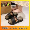Non-slip fashion large size slippers versatile women's shoes temperament one-word slippers platform popular sandals 2025 summer and autumn new