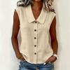 Women Elegant Commuter Sleeveless Button Cardigan Top, Fashion Blouse for Summer