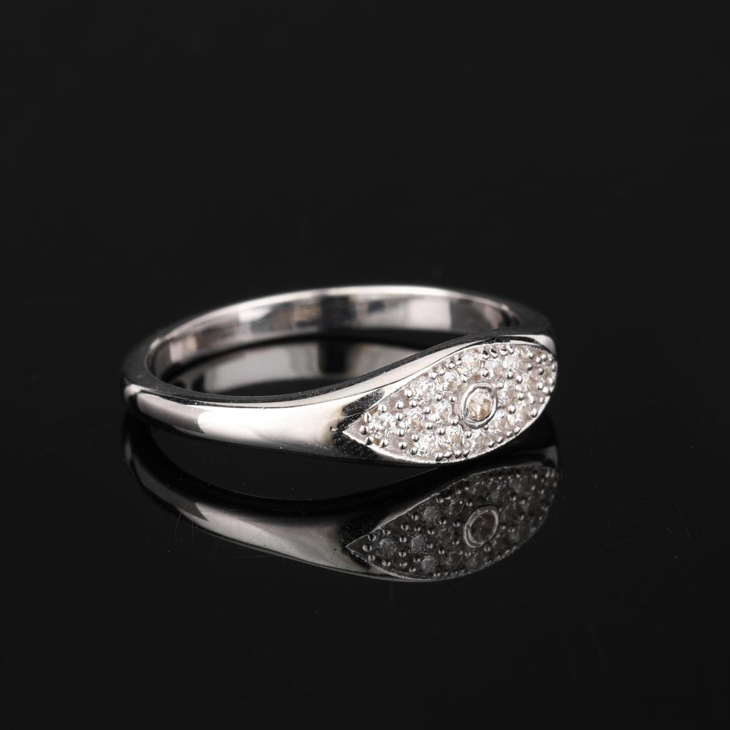 925 Sterling Silver Ring White Cubic Zirconia Round 1.5mm 1.3mm Rhodium or Yellow Gold Plated Elegant Women Jewelry