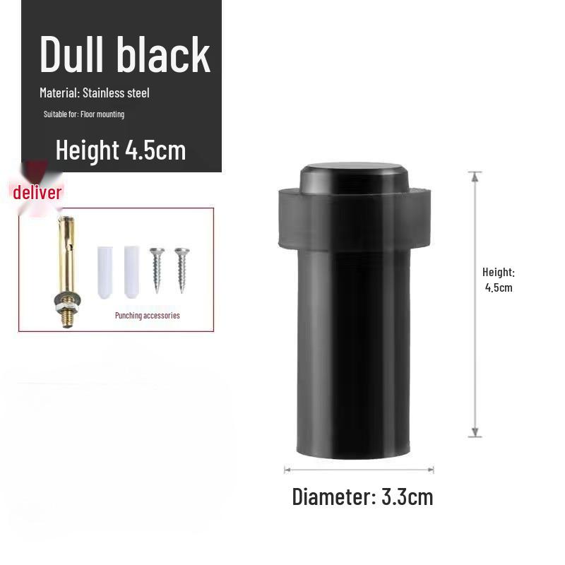 Stainless Steel No-Drill Rubber Door Stopper with Thickened Large Engineering Spring