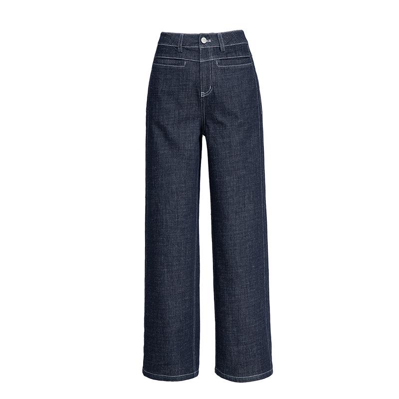 

Guangmei Women s Tencel Linen Wide-Leg Fade-Resistant Denim Jeans - Summer Slimming Straight-Leg Pants in Blue 31 джинсовый синий