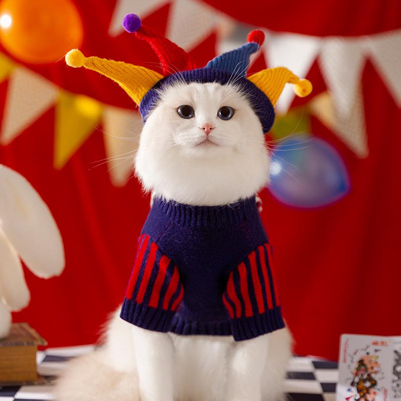 Autumn/Winter Warm Knitted Cat & Small Dog Sweater with Pompoms