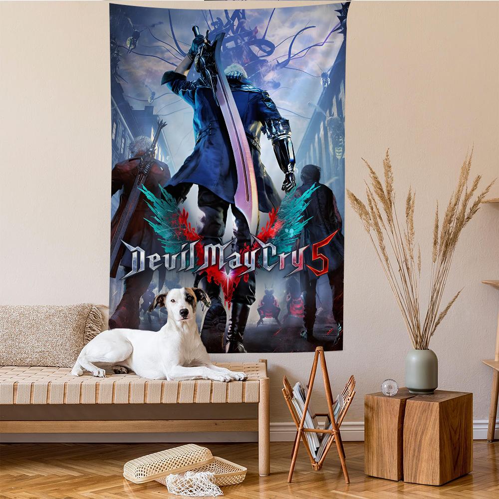 Game Devil May Cry Anime Tapestry Hippie Flower Wall Carpets Dorm Decor Cheap Hippie Wall Hanging