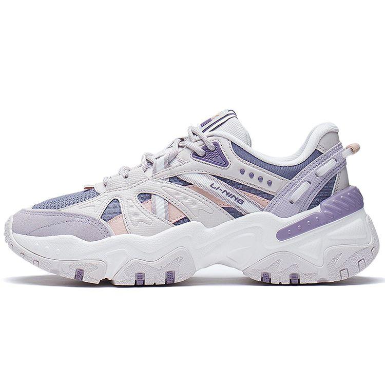 

Li Ning New Path 2.0 Shock Absorbation Rebound Низкие спортивные повседневные туфли Женские кроссовки Белый Фиолетовый AGLS052-4 37