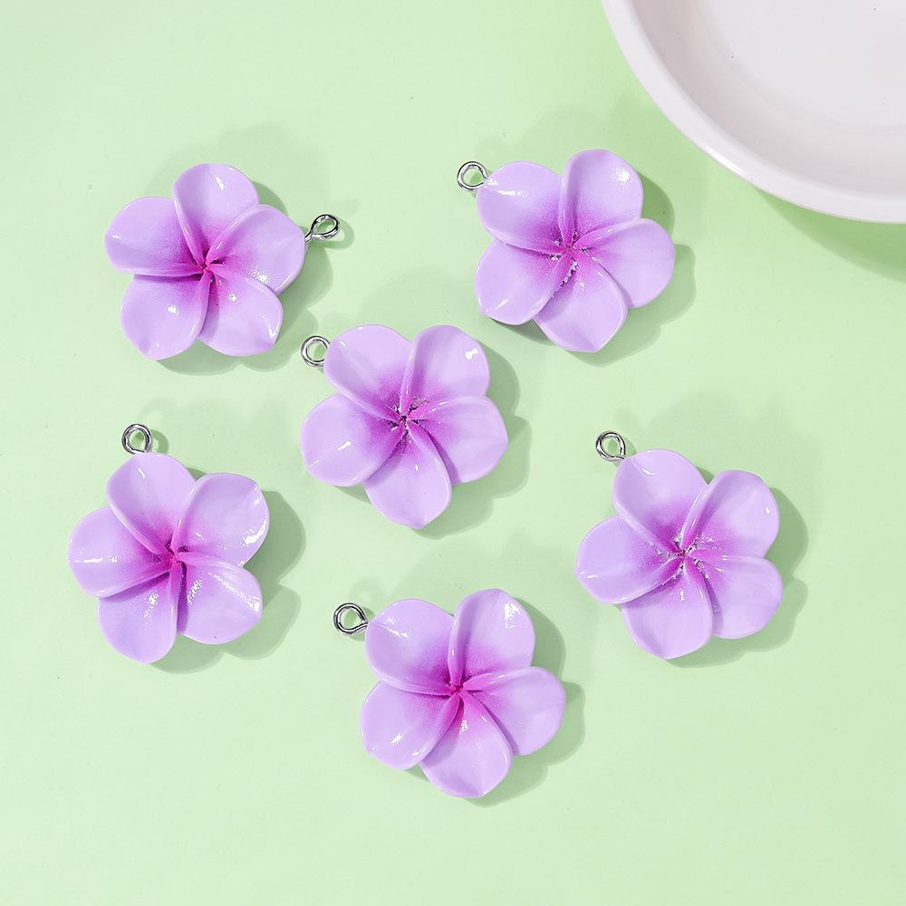 10Pcs 24mm Sweet Resin Colorful Flower  Charms Pendant Cute Petal Earring Necklace Diy Making Jewelry Accessories