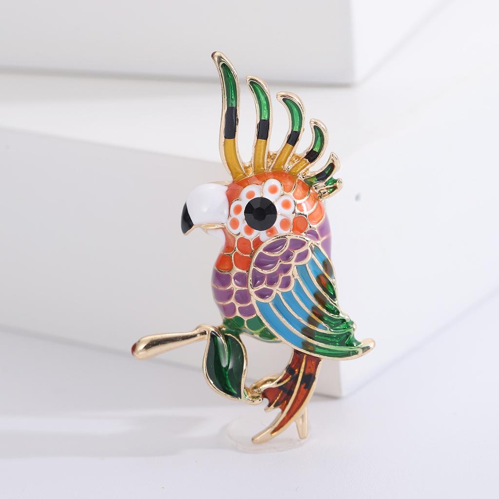 Personalized Cute Alloy Enamel Dripping Oil Colored Parrot Brooch Creative Animal Corsage Versatile Clothing Jewelry