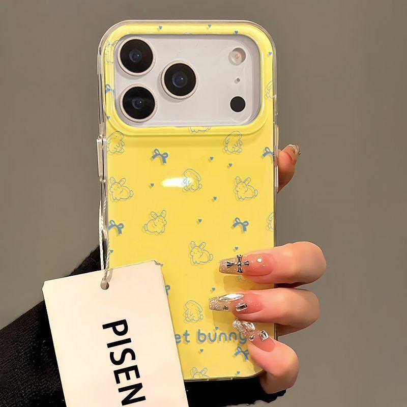 

New Trendy Korean Ins Butterfly Rabbit Couple Phone Case For iPhone 17 Air 15 14 13 16Pro 12 11Pro Max Plus Minimalism Y2k Cover iPhone 15 Pro Max