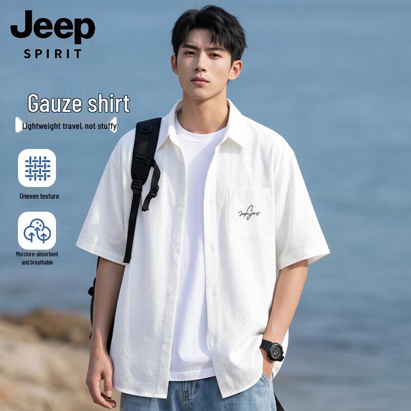 JEEP SPIRIT Men s Casual Loose-Fit Short-Sleeve Shirt 2XL