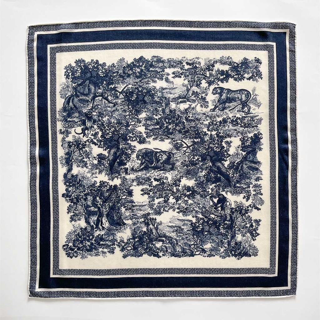 Korean Version of High-end Niche Printed Square Scarf Silk Elegance Temperament Double-sided Heterochrome Silk Scarf Scarf Women