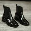 Stivaletti Chelsea da Donna con Tacco Grosso in PU con Tessuto Elasticizzato a Contrasto Antiscivolo Stile Britannico Scarpe Moderne 2024 Nuova Primavera Autunno