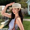 Lightweight Straw Boater Hat Sun Protection Flat Top Beach Hat Handwoven Sun Cap Resort Wear