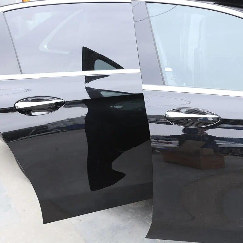 For Mercedes Benz E Class W213 2016-2022 ABS Matt blackBright/carbon Fiber Car Door Bowl Cover Trim Sticker Car Accessories