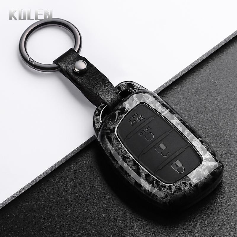 Abs Carbon Fiber Style Car Key Case Cover For Hyundai Ix35 I40 I20 I10 Tucson Elantra Creta Sonata Ioniq Accent Creata Keychain