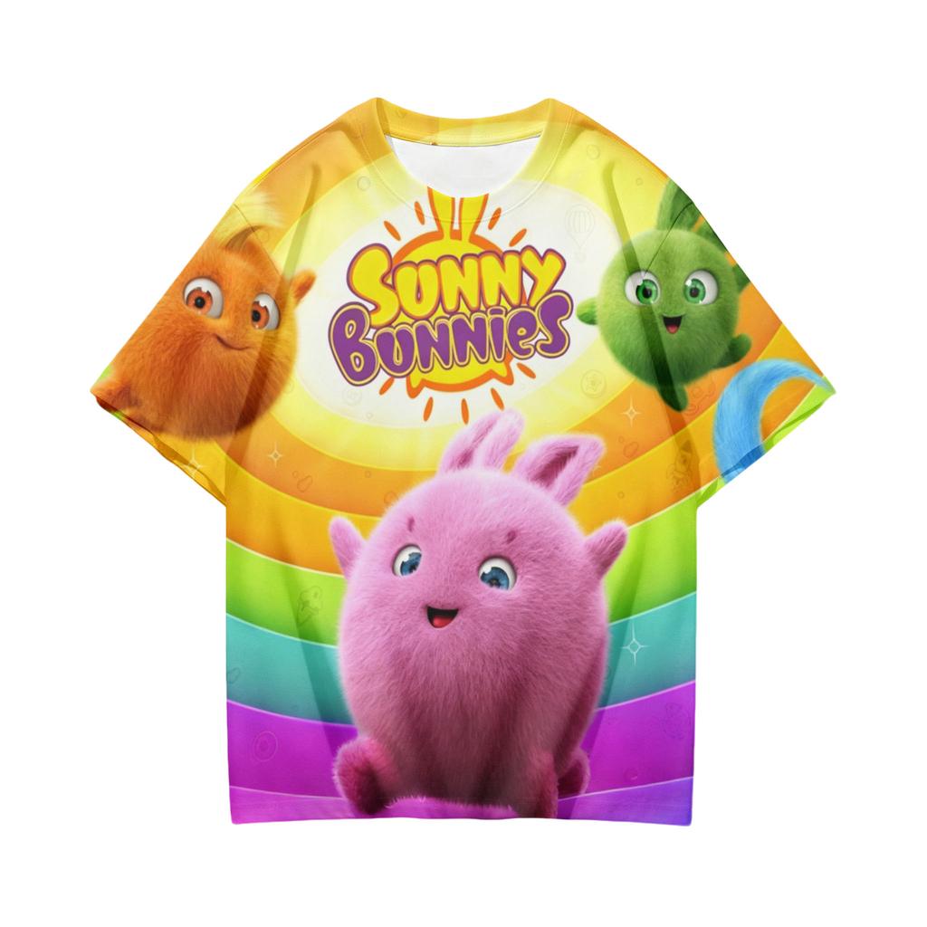 Sunny Bunnies Short Sleeve T-Shirt Kids High Quality Tops Childrens Clothing 3D Cartoon Print Boys Girls O-neck Comfortable Tees