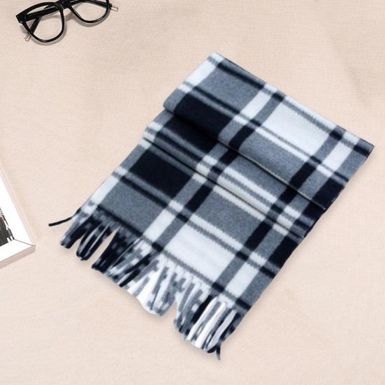 Unisex Winter Scarf Color Matching Plaid Print Tassel Thick Warm Soft Double-sided Plush Long And Wide Keep Warm Neck Protection Lady Fall Scarf