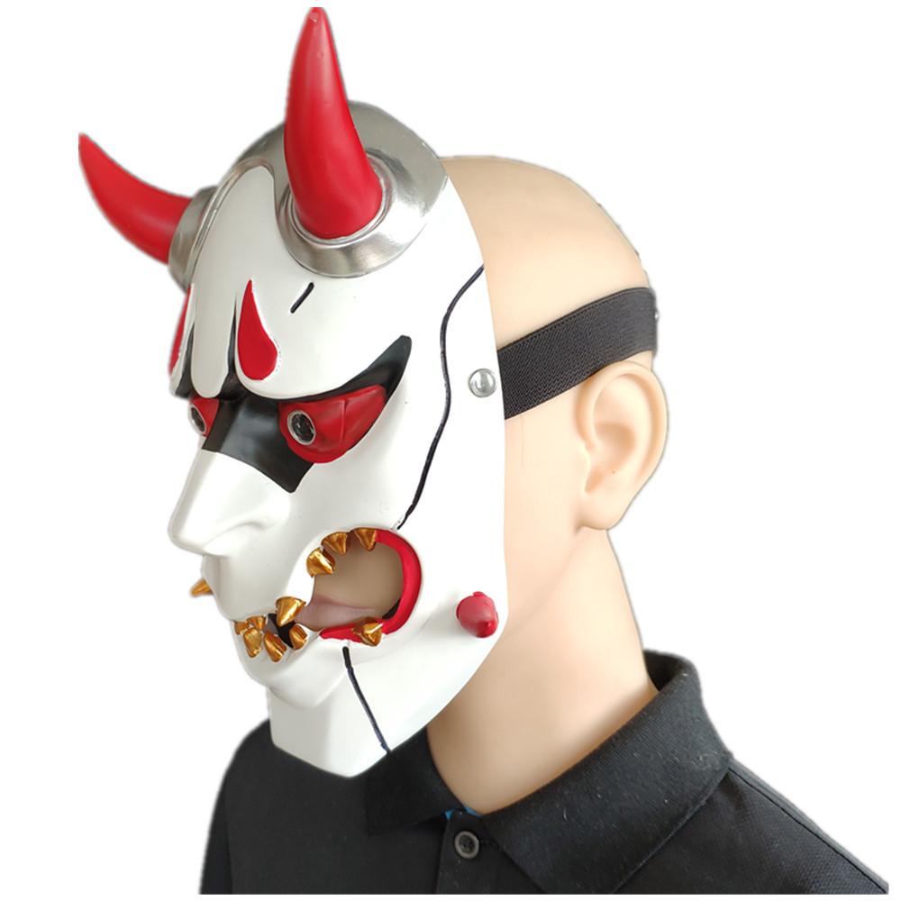 Unikalna żywiczna maska na Halloween z zabawną demoniczną twarzą do cosplayu i na imprezy