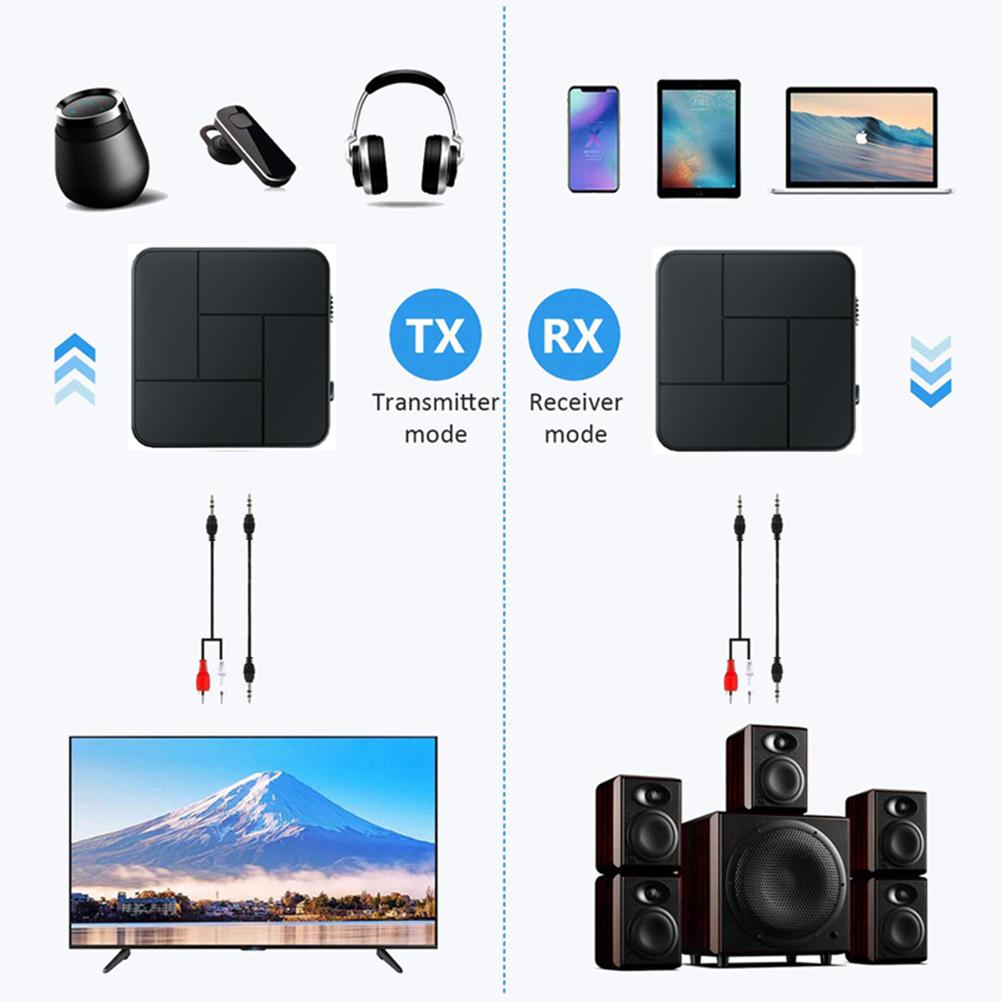 Audio Transmitter Receiver Bluetooth-compatible 5.0 RCA Wireless Music Audio Adapter with Mic for PC TV Car Intelligent System