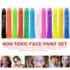 Washable Face Paint Crayons Kits Body Kids Makeup Non Toxic Painting 12 Pcs for Halloween Costumes
