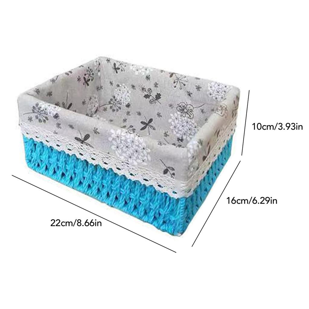 Woven Storage Basket Rural Fabric Wving   Desktop Storage Basket for Organizing Shelves Bedroom Bathroom Medium Size 22x16x10cm