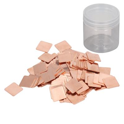100Pcs Pure Copper Heatsink No Burr Red Copper Plate Cooler Heat Sink Thermal Pad Shim for Phone PC