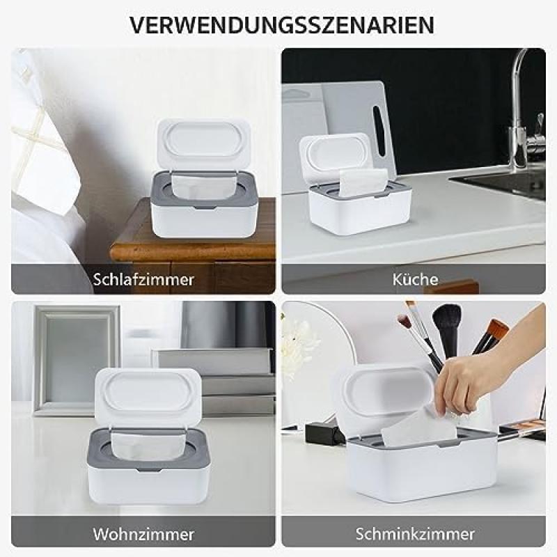 Baby Wipes Dispenser with Lid, Portable Wipes Container for Home and Office, Moisture-Lock Design, Beige Wet Wipes Box