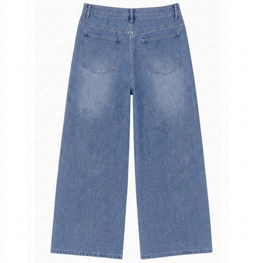 Men's Retro Washed Wide-Leg Jeans - European & American Vintage Style