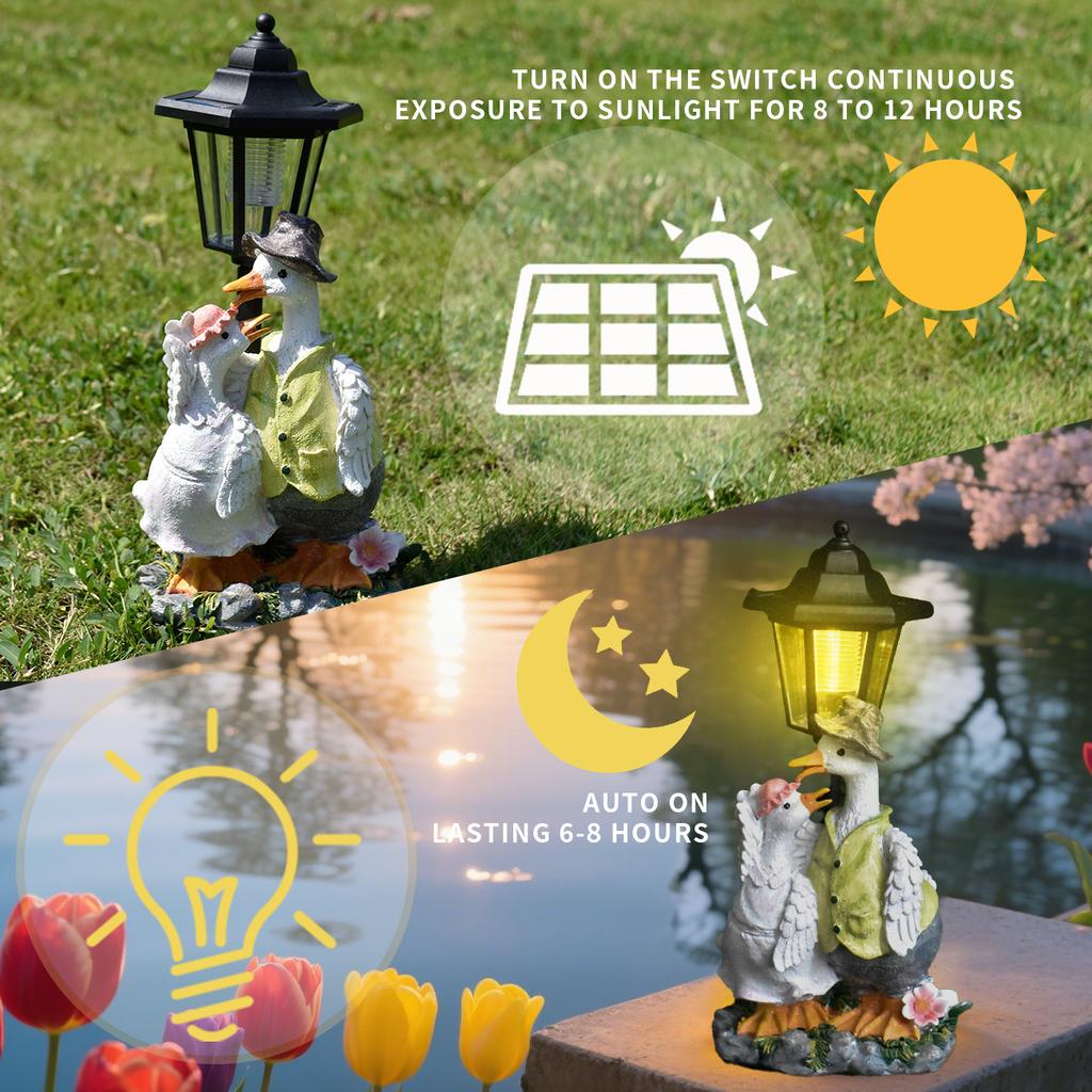 JYL TS/072,Resin Garden Gnome Solar Outdoor Light Figurine Statue Lamp for Garden Villa Home Decor