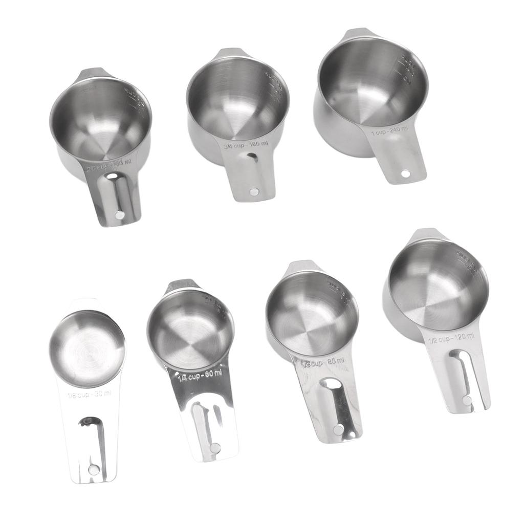 7Pcs Measuring Cups Set Stainless Steel Stackable Multifunctional Metal Nesting Measuring Cups Set for Kitchen Tools