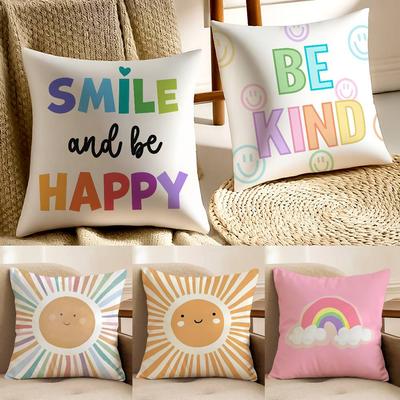Cartoon Regenbogen Sonne Kissenbezug Milbendicht Unsichtbarer Reißverschluss Sofa Bett