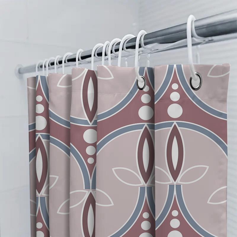 Duschvorhang Duschdekoration Modernes Geometrisches Designmuster Rosa Blaue Weiße Streifen Wasserdichter Stoff Für Heim-Badezimmer-Dekor
