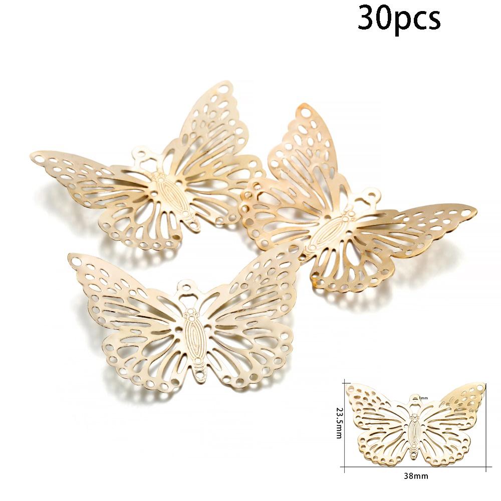 30/100Pcs/Lot Iron Hollow Butterfly Shape Pendant Charms Earrings Connector For DIY Jewelry Necklace Making Accessories