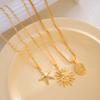 3 Pcs Fashion Sun Starfish Pendant Neckalce Set for Women Bohemia Beach Simple Roseflower Copper Metal Choker Necklace Jewelry