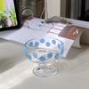 Ins Simple Blue Striped Polka Dot Tall Dessert Ice Cream Cup, Small Fresh Glass, Yogurt Pudding Cup