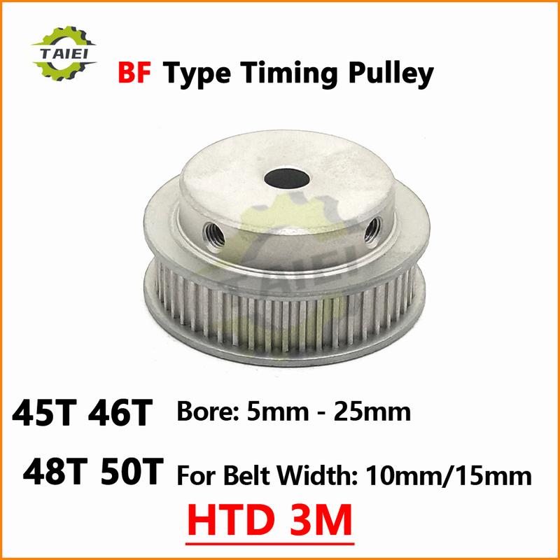 HTD 3M 45T 46T 48T 50 Teeth Synchronous Wheel Keyway Bore 5mm-25mm HTD3M Timing Pulley 45Teeth For Belt Width 10/15mm 3M Pulley