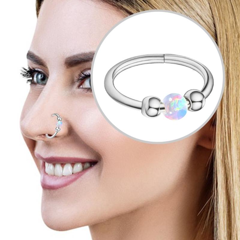 Opal Nose Rings Hoop Nose Stud Set for Women and Men Hypoallergenics Septum Ring Accessories Cartilage Earring Jewelry