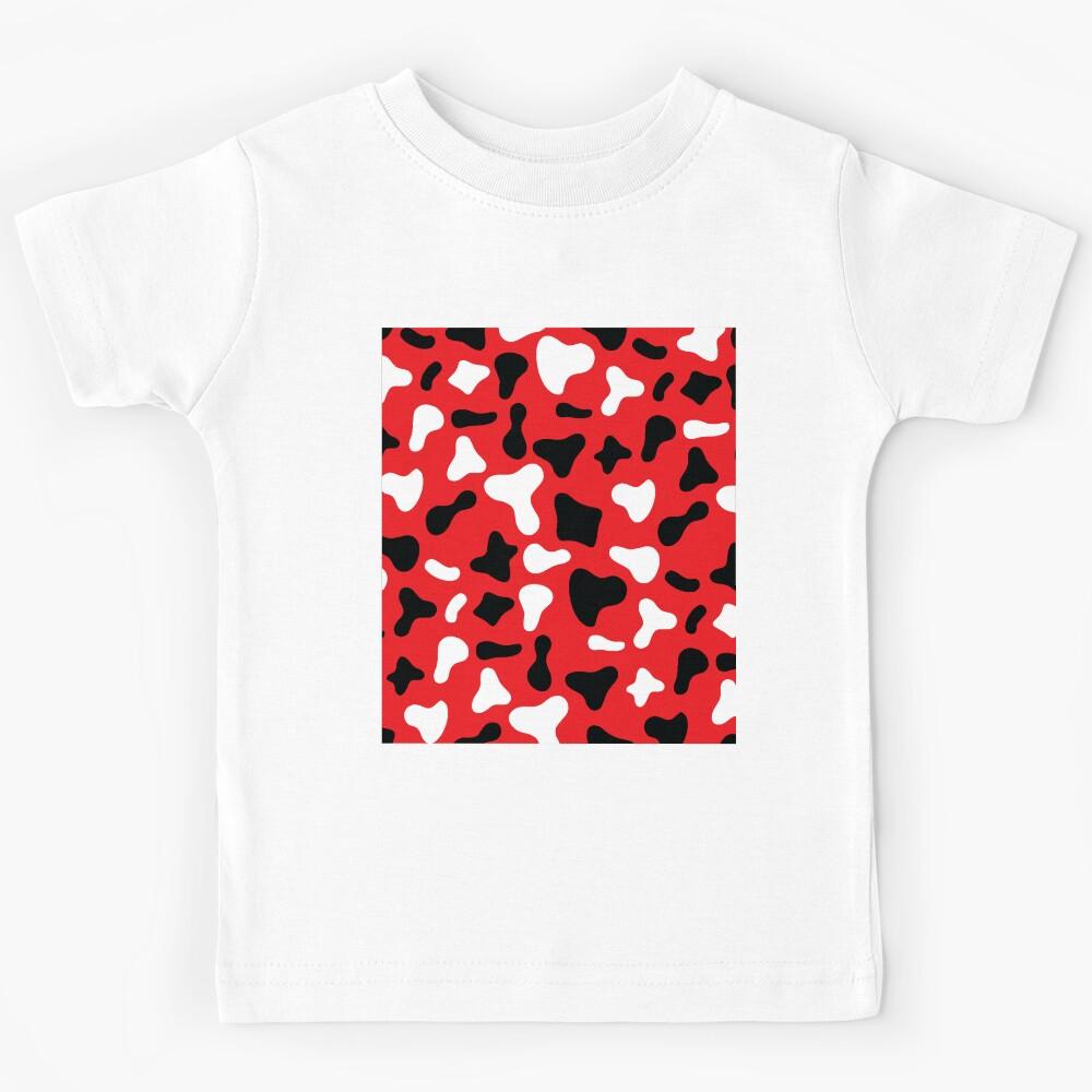 White Black Cow Pattern on Red Cow | Holstein Cow Pattern Kids T-Shirt 170